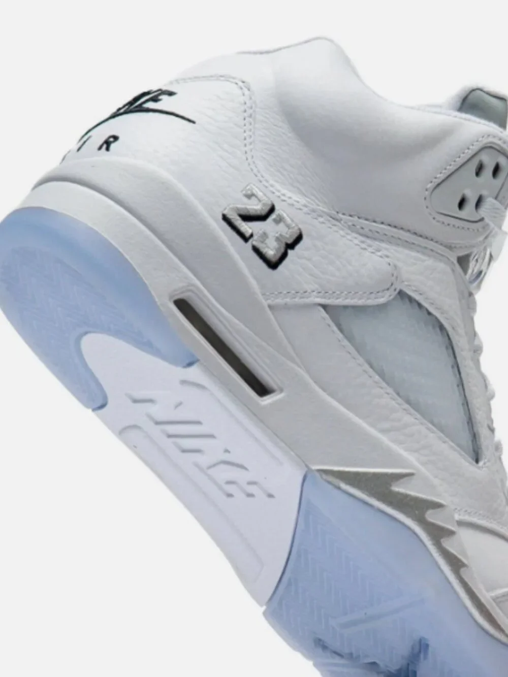 NIKE Air Jordan 5 Men White Silver Ice High Top Basketball Sneakers